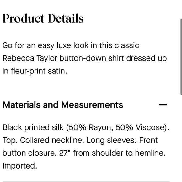 Silk Rebecca Taylor black satin stole button down blouse from Rent the Runway - Picture 3 of 6